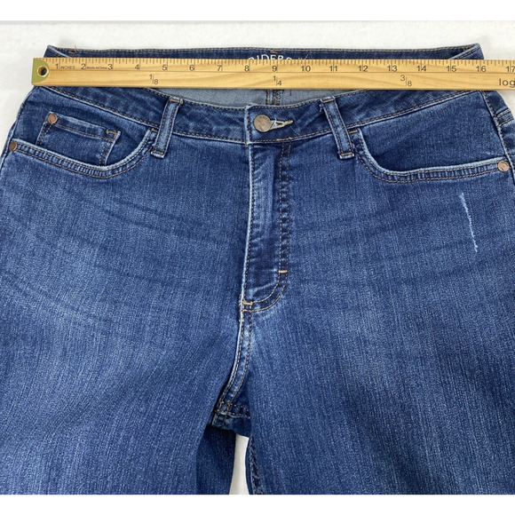 Lee Riders Jeans Womens Size 32" W Dark Wash Denim Distress Mid Rise‎ Straight - Picture 4 of 11